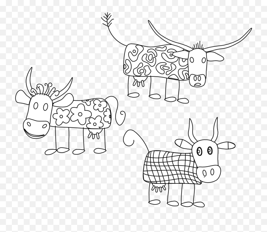 Download Cartoon Cows Black White Line - Cartoon Png,Coloring Book Png