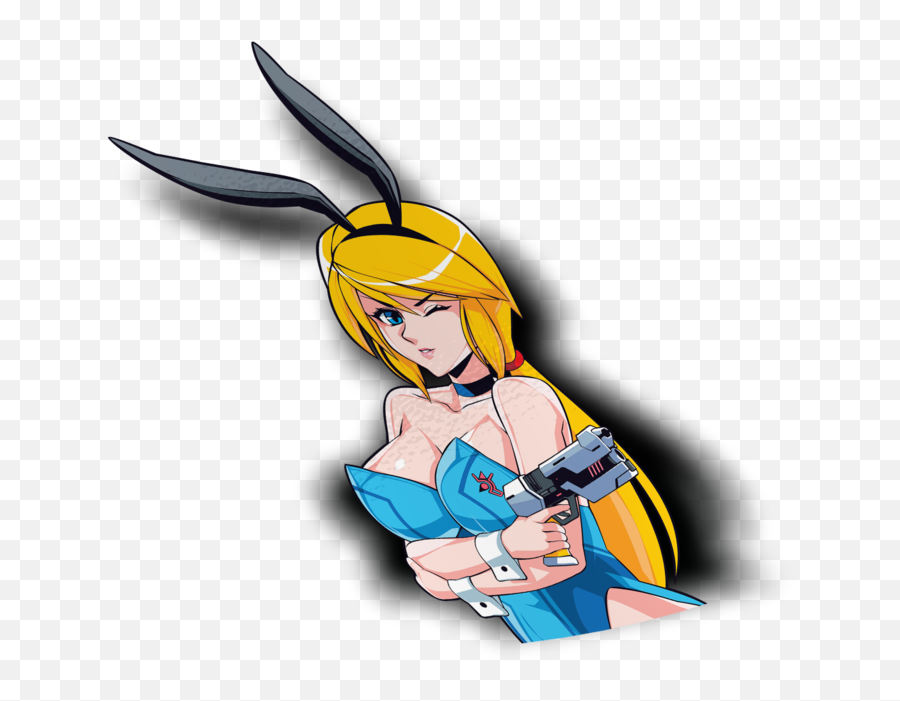 Samus Aran X Playboy Bunny Peeker Sticker - Samus Aran Playboy Bunny Png,Samus Aran Png