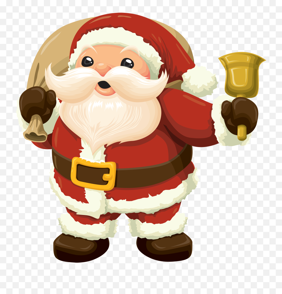 Santa With Bell Png Clipart - Santa Claus Png Vector,Santa Clipart Png