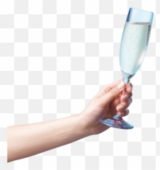 Download Hd Virtually - Hand Champagne Glass Png Transparent