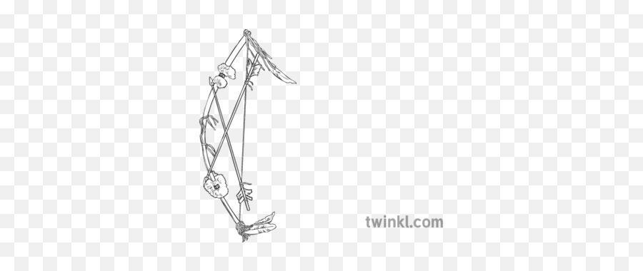 Native American Bow And Arrow Black White Illustration - Thylacoleo Colouring Pages Png,Arrow Png White