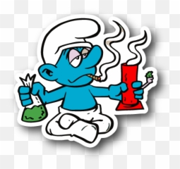 Blue Cartoon Hitting A Bong Sticker Vinyl - Weed Bong Weed Cartoon Png,Bong Transparent Png
