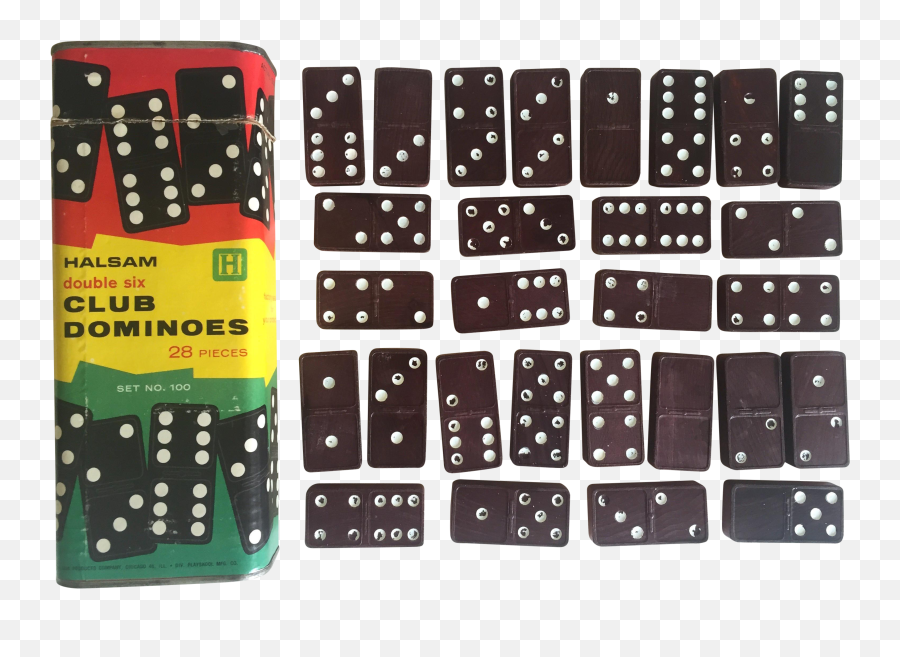 Vintage Mid - Century 1950u0027s Halsam Double 6 Club Dominoes Game Box Set Numeric Keypad Png,Dominoes Png