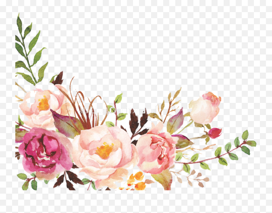 Download Hd Floral Marsala Rosa - Watercolor Floral Watercolor Flower Border Png,Transparent Floral Frame