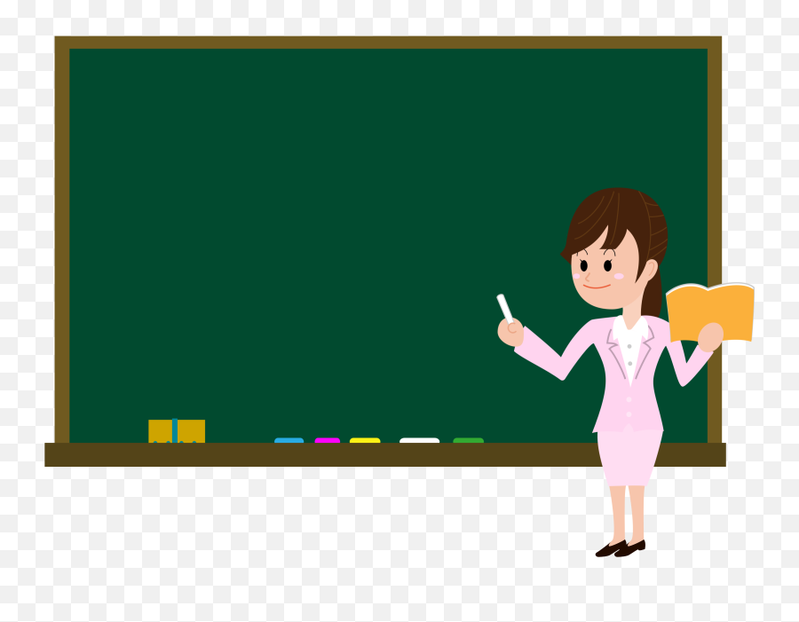 Female Teacher - Teacher At Blackboard Clipart Png,Blackboard Png