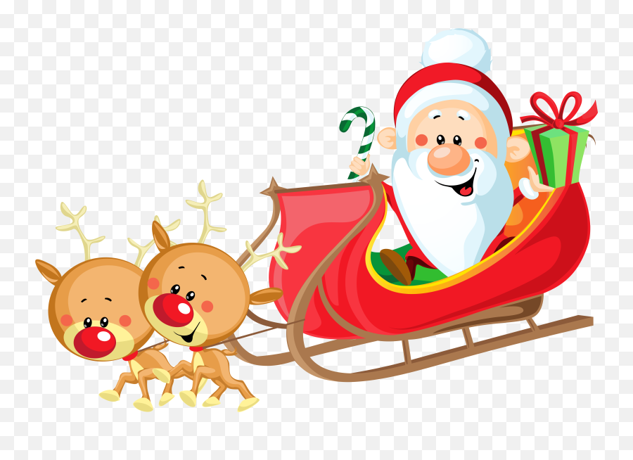 Transparent Background Cute Santa Clipart - Santa On Sleigh Clipart Png,Santa Clipart Png