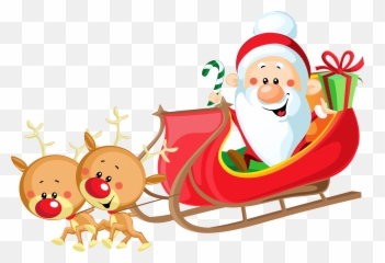 Transparent Background Cute Santa Clipart - Santa On Sleigh Clipart Png,Santa Clipart Png