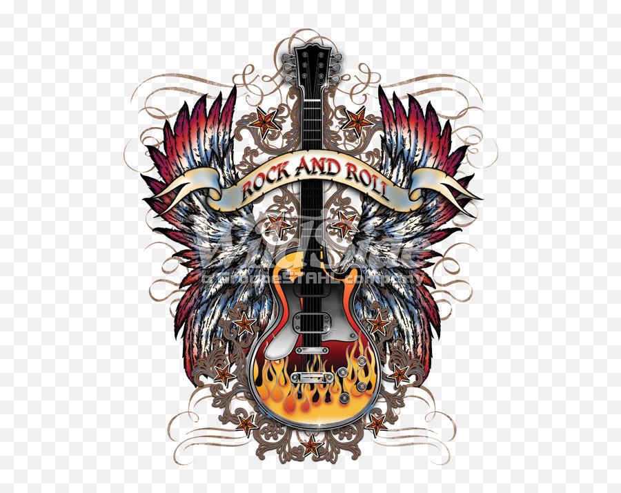 Rock And Roll Guitar - Angel Rock Guitarra Full Size Png Crest,Guitarra Png