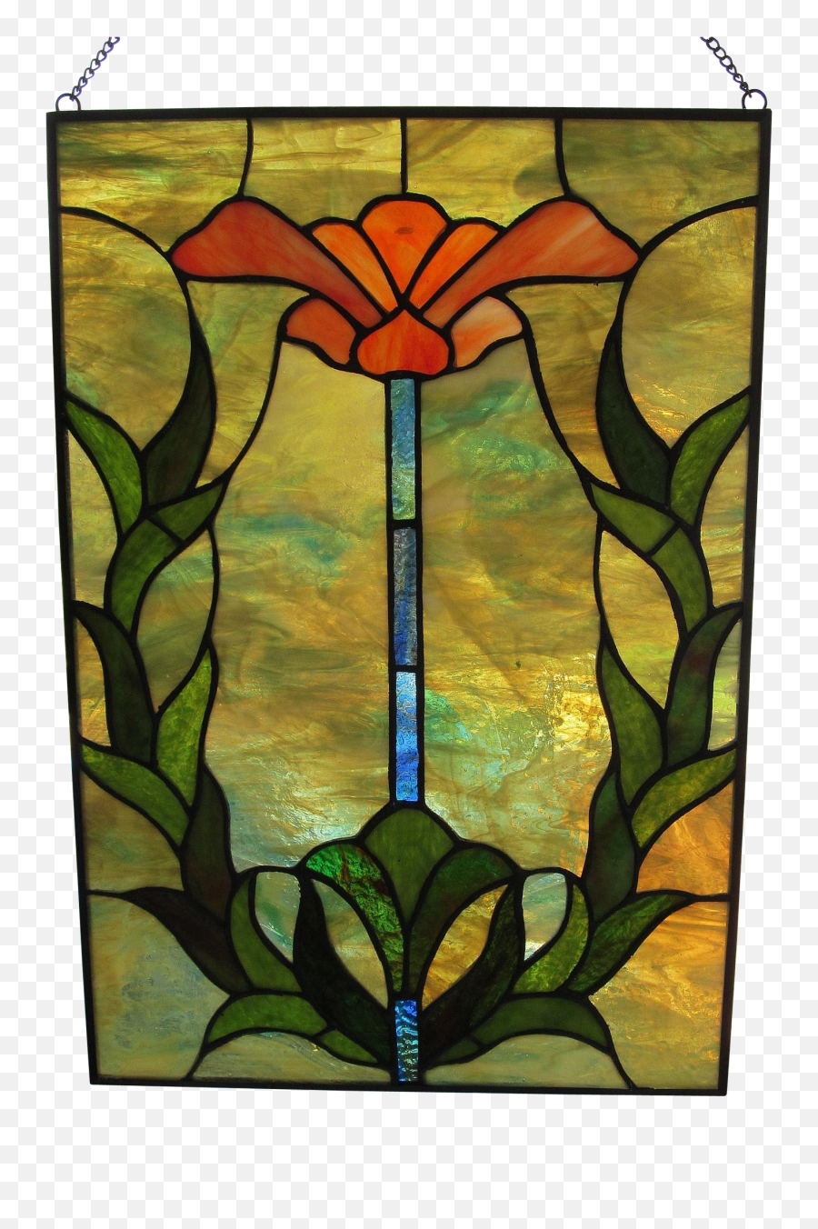 Vintage Stained Glass Window Panel 16 X 11 C1960u0027s - Png Stained Glass Window Flowers,Stained Glass Png