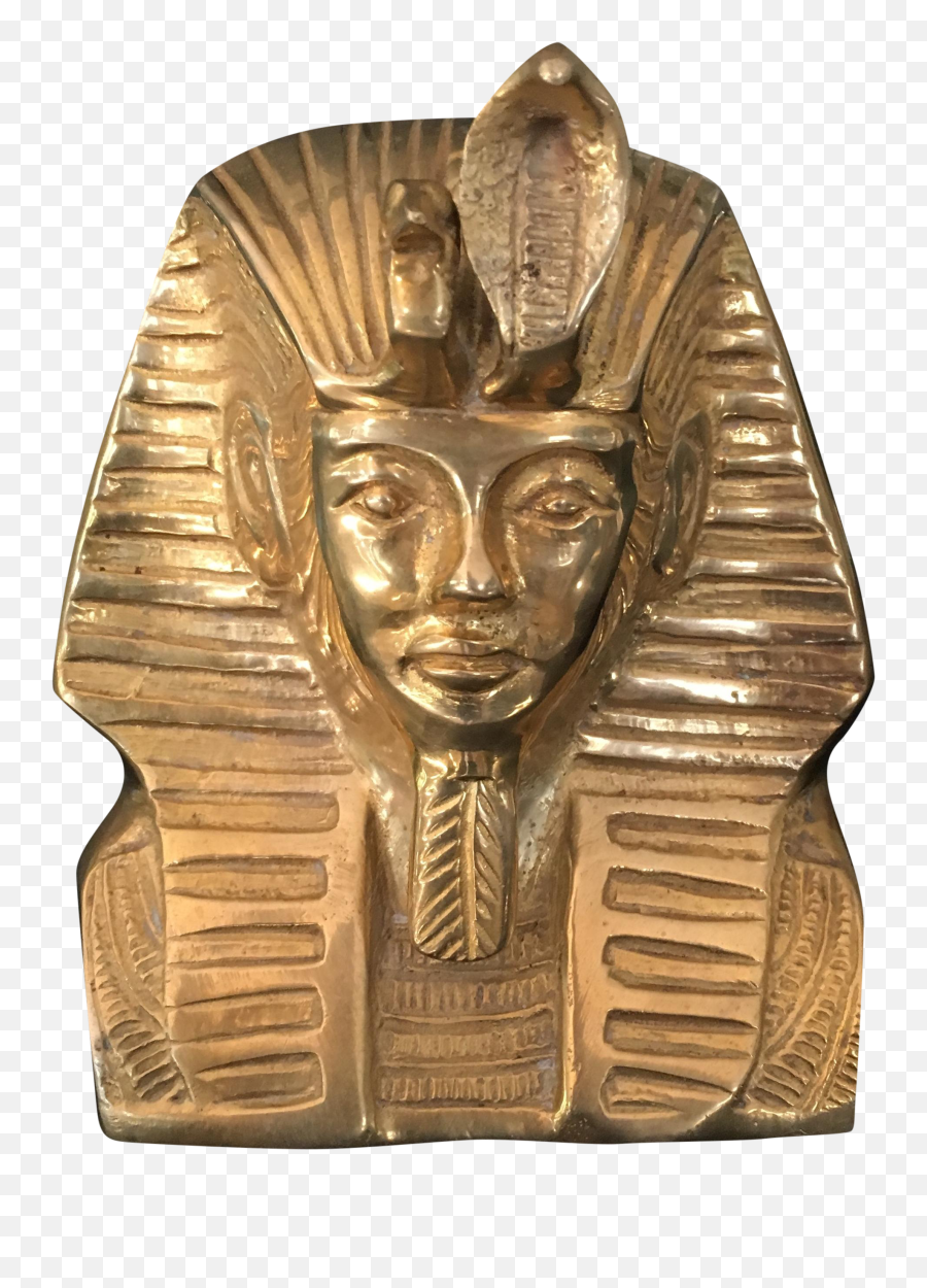 Vintage Solid Brass Egyptian Bust - Carving Png,King Tut Png