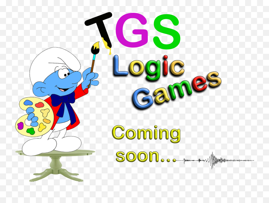 Tgs Logic Games Coming Soon By Anna G - Painter Smurf Cartoon Png,Coming Soon Transparent