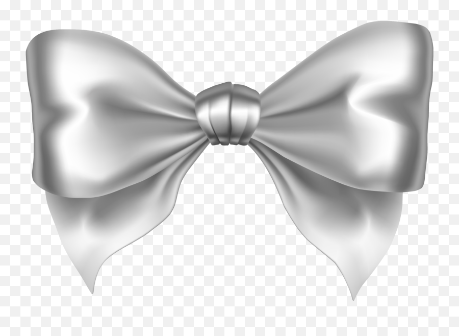 Silver Bow Png Download - Ribbon Silver Bow Png,White Bow Png