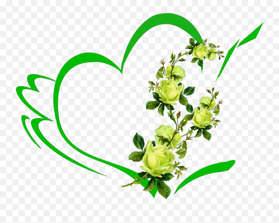 Mq Green Heart Hearts Flowers Flower Roses - Illustration Buon Lunedì Con Il Cuore Png,Green Heart Png
