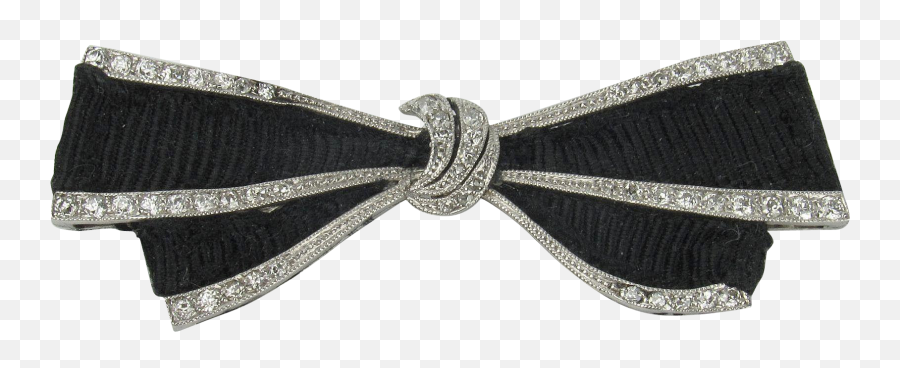 Black Ribbon Bow Png - Platinum And Diamond Art Deco Ribbon Formal Wear,Ribbon Bow Png