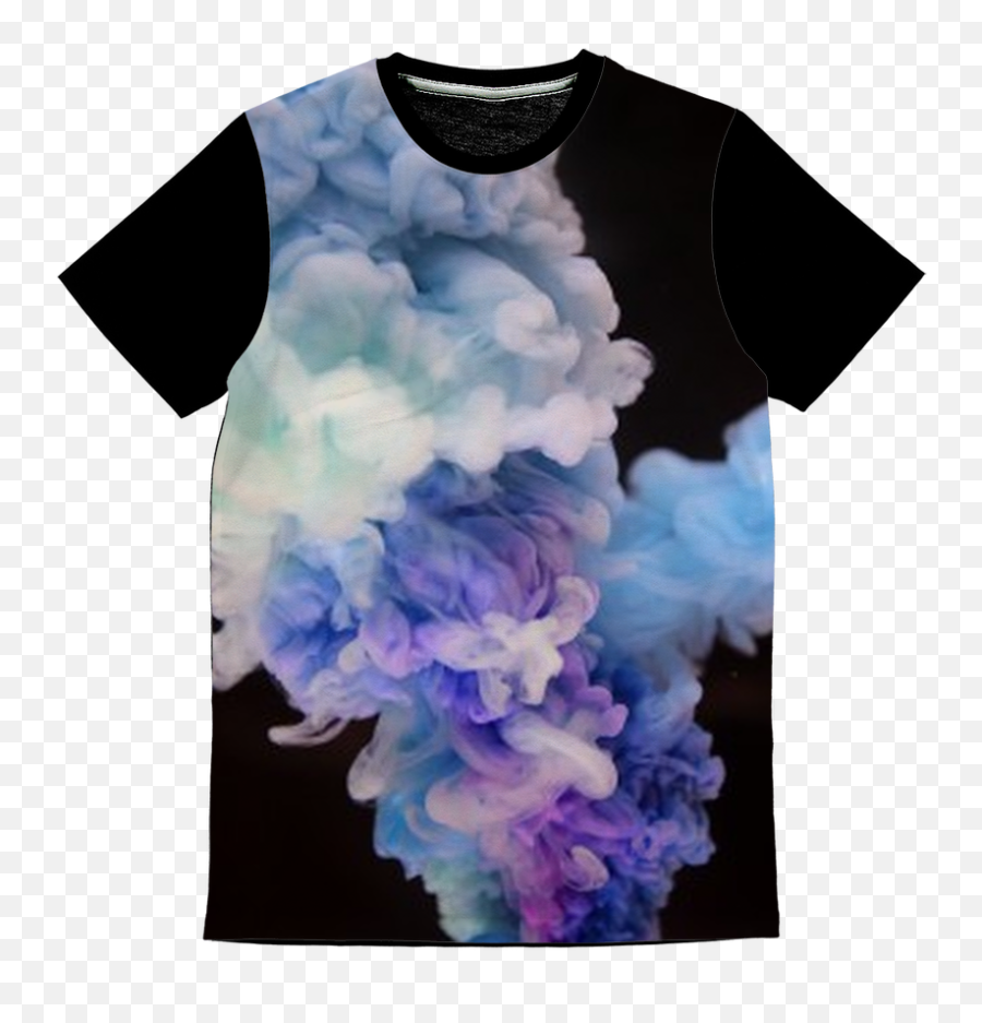 Smoke In Color Classic Sublimation Panel T - Shirt Blue Purple White Fashion Fit Design Sizes Run From Xs Through 2xl Background Wallpaper Smoke Bomb Png,Purple Shirt Png