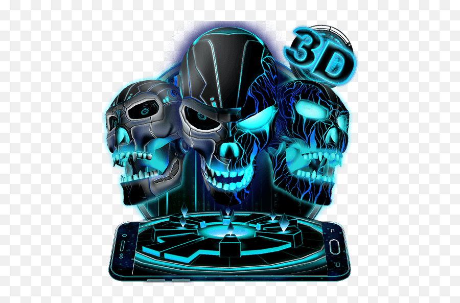 Skull Live Wallpaper 3d Apk Download - Neon Tech Evil Skull 3d Theme Png,3d Skull Png