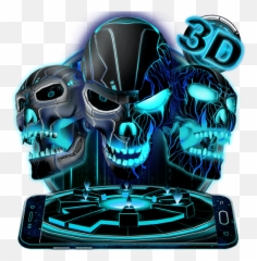 Skull Live Wallpaper 3d Apk Download - Neon Tech Evil Skull 3d Theme Png,3d Skull Png