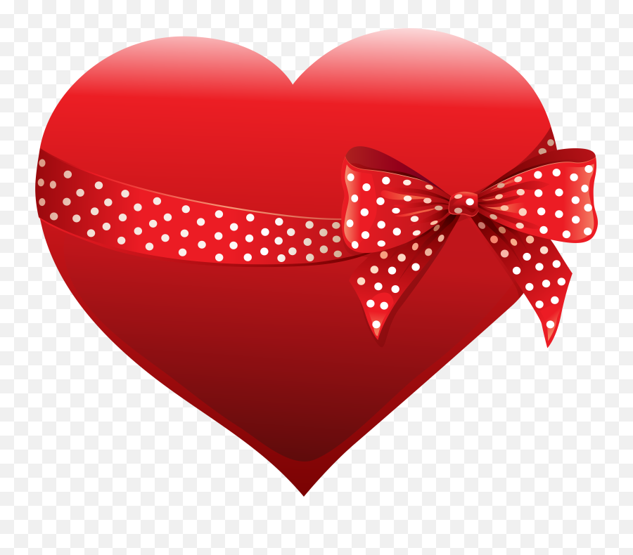 Heart With Bow Transparent Clip Art Image Png Red Background