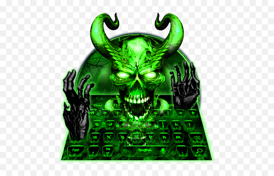 Amazoncom Neon Hell Zombie Skull Keyboard Theme Appstore - Skull Png,Zombie Hands Png
