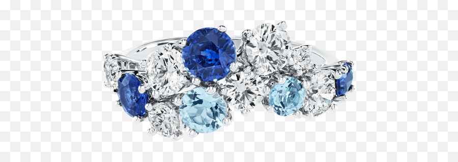 Sparkling Cluster Sapphire And Diamond - Aquamarine Sapphire Engagement Ring Png,Aquamarine Png