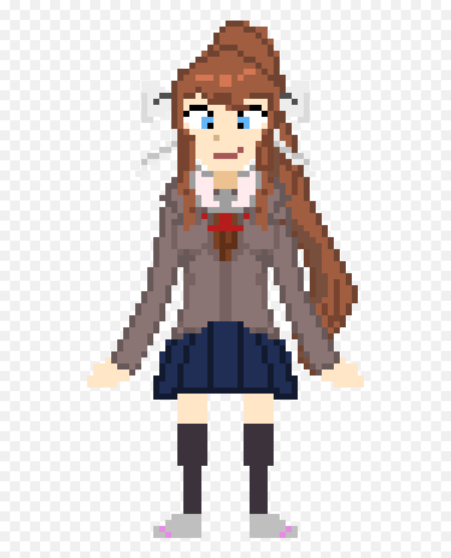 Pixilart - Monika Ddlc Sprite By Terrietont Cartoon Png,Monika Png