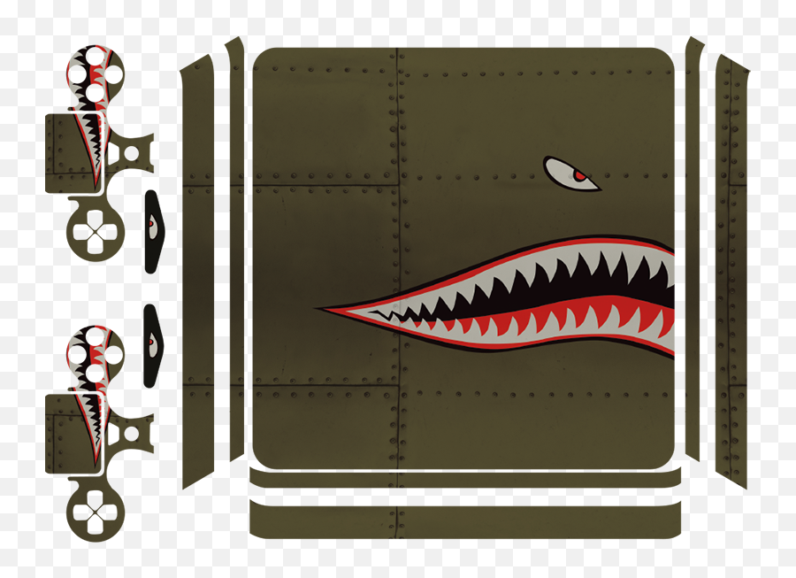 Shark Teeth Plane Art Ps4 Skin Sticker - Shark Teeth Plane Png,Shark Teeth Png