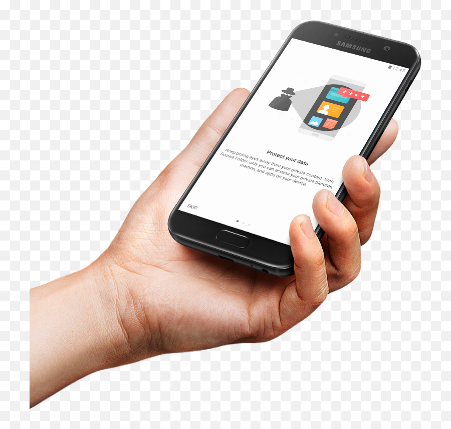 Samsung Mobile Phone Clipart Saume - A52017 Secure Folder Mano Agarrando Un Celular Png,Phone Clipart Transparent