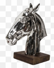 Contemporary Polished Nickel Horse Head Sculpture - Arteriors Design Solid Png,Horse Mask Png