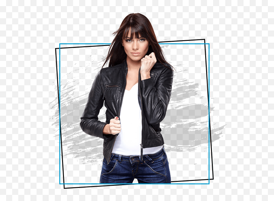 Leather Jacket - Mujer Con Chaqueta De Jeans Png,Icon Skull Jacket