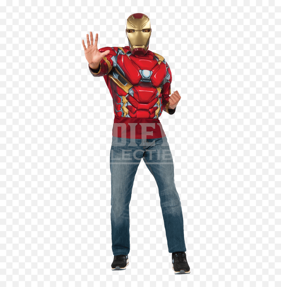 Adult Deluxe Iron Man Costume Top And Png Helmet