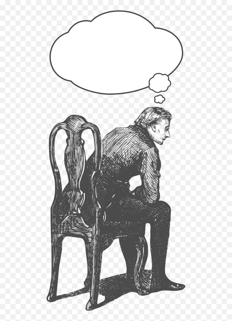 Person Sitting In Chair Drawing - Man Sitting In Chair Thinking Png,Person Sitting Back Png