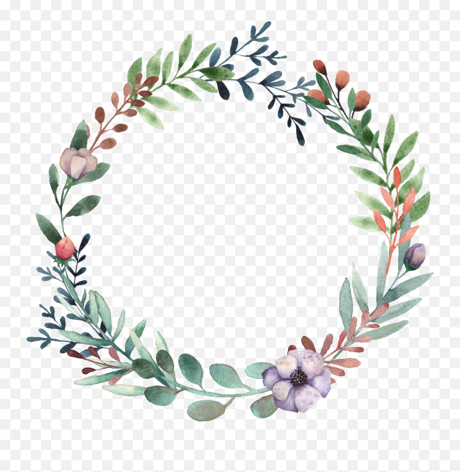 Hand Painted Green Small Leaf Wreath - Portable Network Graphics Png,Leaf Wreath Png