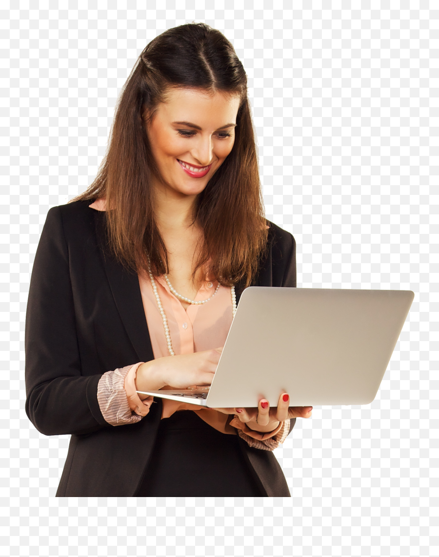 Corporate - Womanagainstwhitebackgroundusinglaptop Short Corporate Woman Png,Laptop Transparent Background