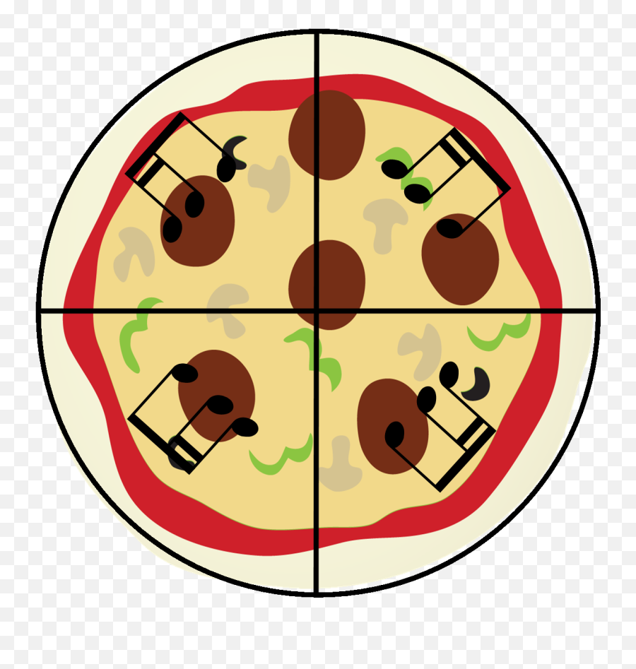 Music In Pizza Clipart Free Image - Pizza Fraction Cartoon Transparent Png,Pizza Clipart Png