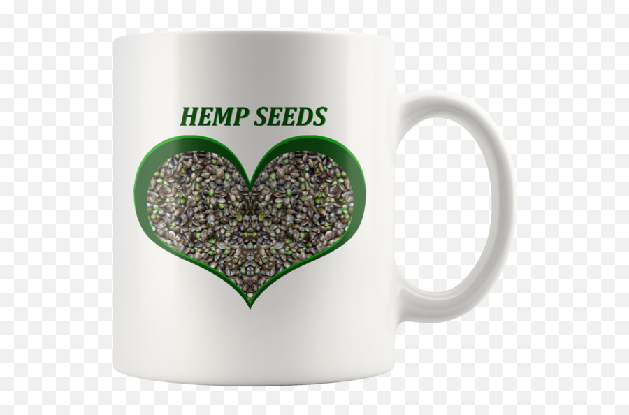 Hemp Seeds In A Green Heart - 11 Oz White Ceramic Mug Mug Png,Green Heart Png