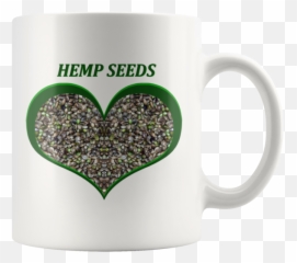 Hemp Seeds In A Green Heart - 11 Oz White Ceramic Mug Mug Png,Green Heart Png