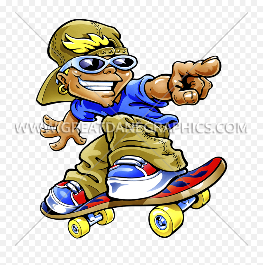 Cartoon Skateboarder Production Ready Artwork For T - Shirt Cartoon Picture Of Skateboarder Png,Skateboarder Png