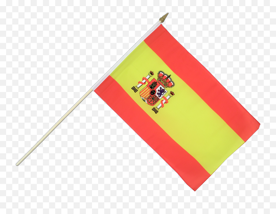 Spain With Crest Hand Waving Flag 12x18 - Spain Flag On Pole Transparent Png,Spanish Flag Png