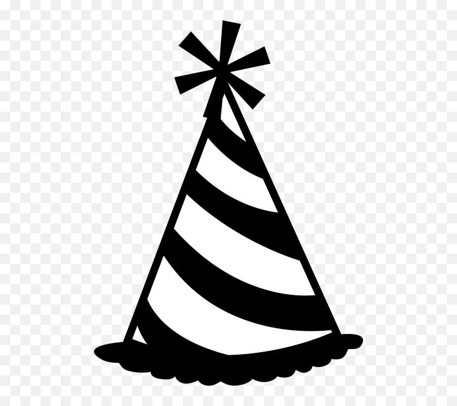 Party Hat Clip Art - Birthday Hat Black And White Png,Birthday Hat Transparent Png