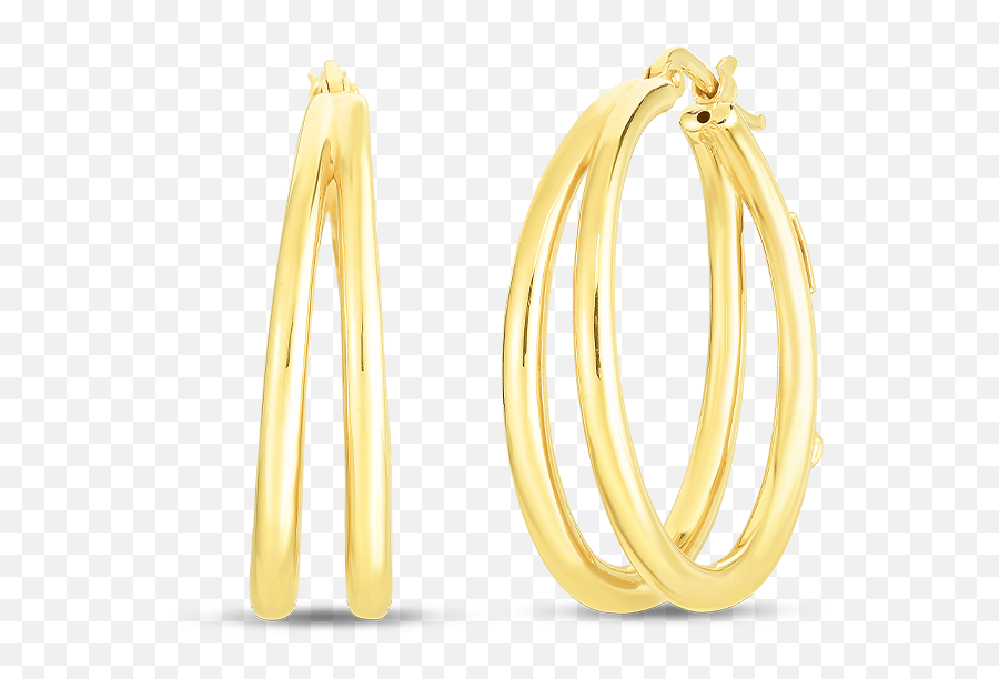 18k Y Graduated 30mm Thin Double Hoop Earring - Solid Png,Hoop Earrings Png