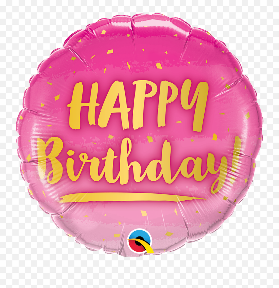 Round Birthday Gold Pink Foil Balloon - Balloons Png,Gold Balloon Png