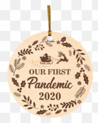 Our First Pandemic 2020 Circle Christmas Ornament Keepsake - Funny Quarantine Lockdown Merry Black And White png