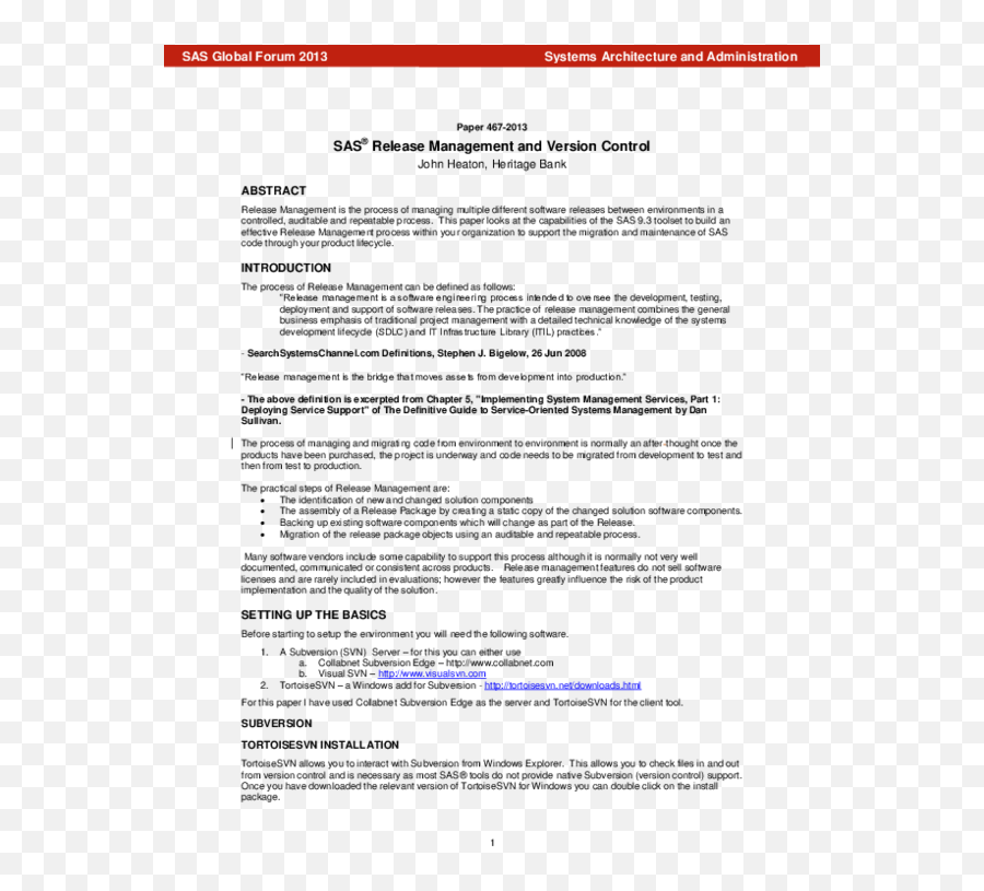 Pdf Sas Release Management And Version Control John - Document Png,Tortoise Svn Icon