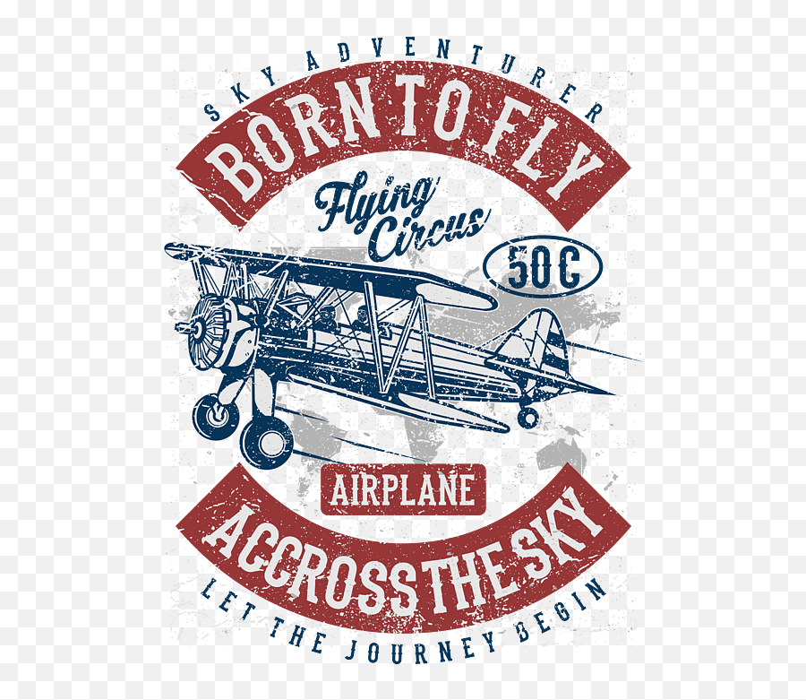 Airplane Born To Fly Across The Sky T - Shirt For Sale By Vintage Advertisement Png,Icon Airplane For Sale