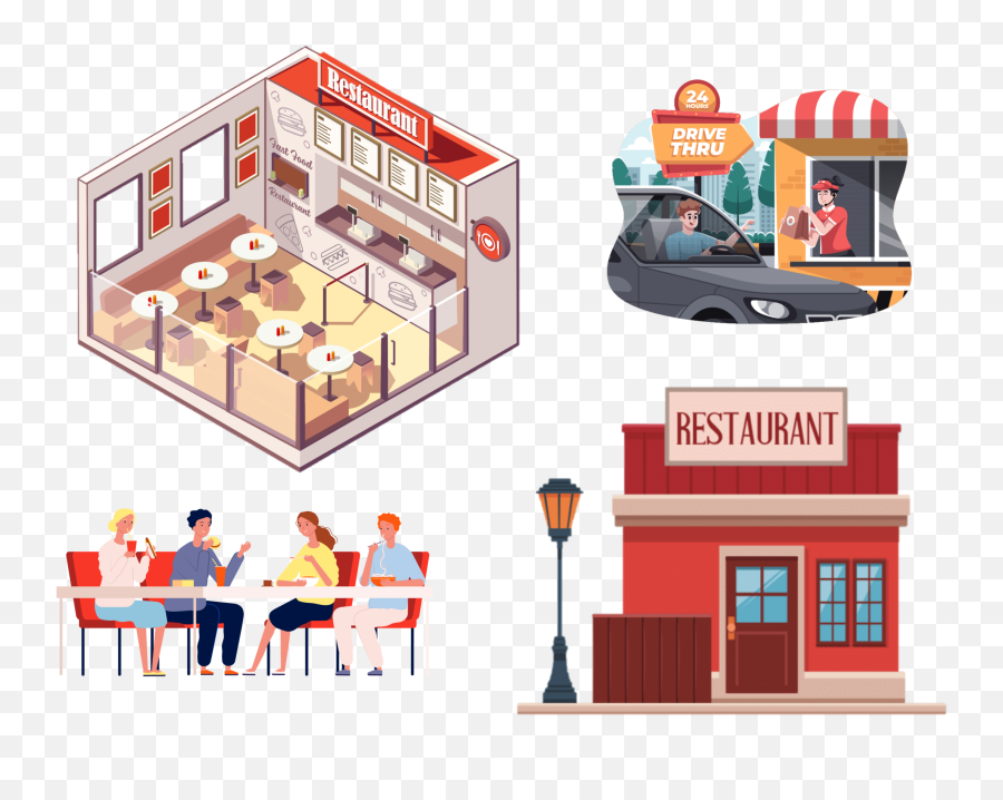 Rocket Restaurants - Cartoon Shop Vector Png,3d Hotel Icon