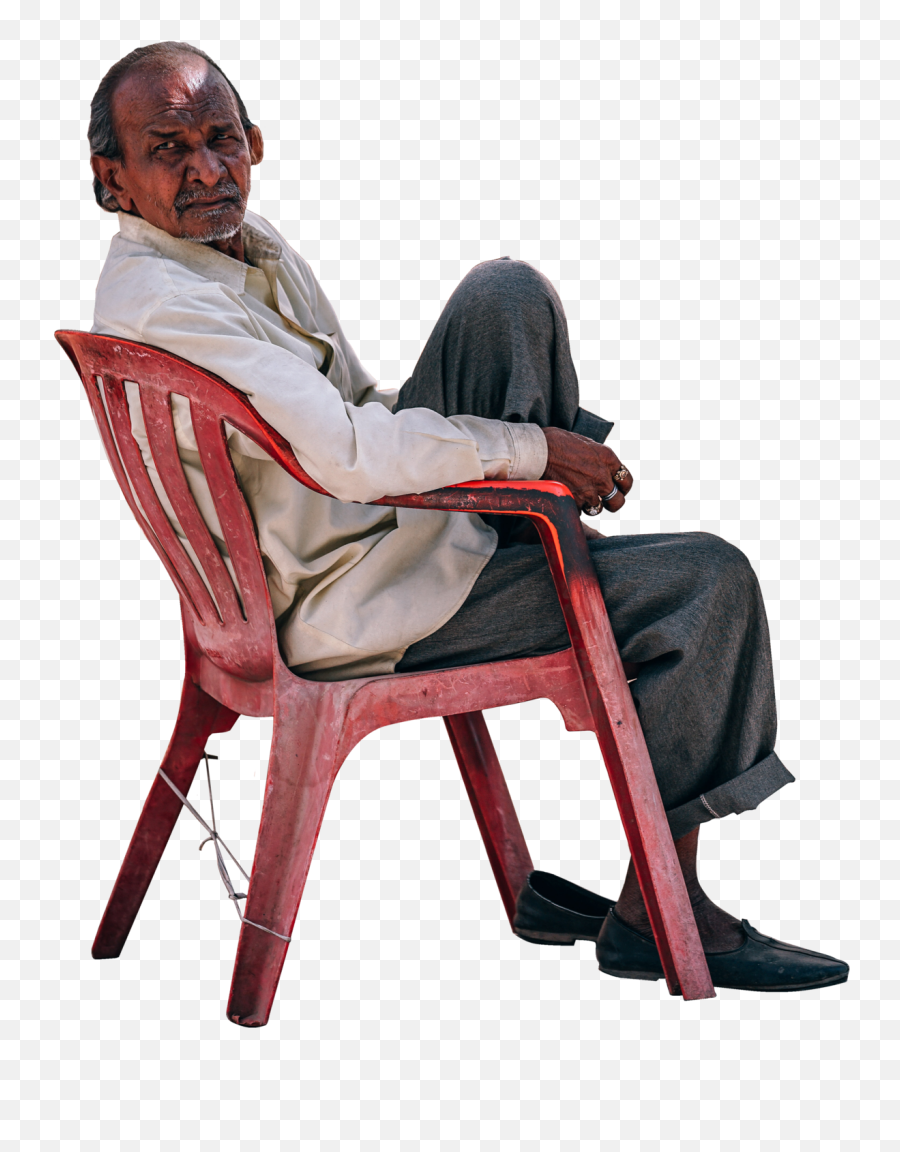 Old Man Sitting Onabroken Chair Relaxed - Sitting People Png Chair,Person Sitting In Chair Png