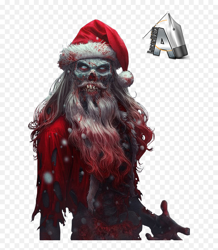 Download Png Black And White Library Claus Christmas Rudolph - Zombie Santa Claus,Evil Png