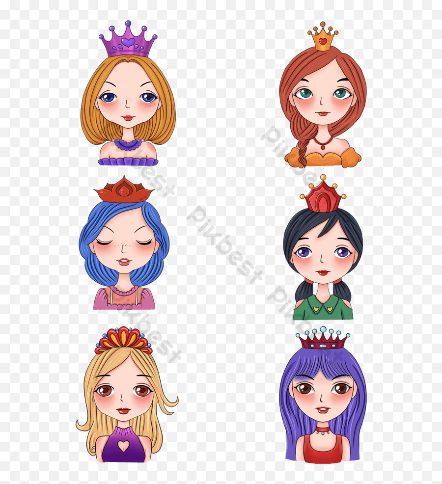 Colored Woman Wearing Crown Avatar Free Button Png - For Women,Kawaii Anime Icon