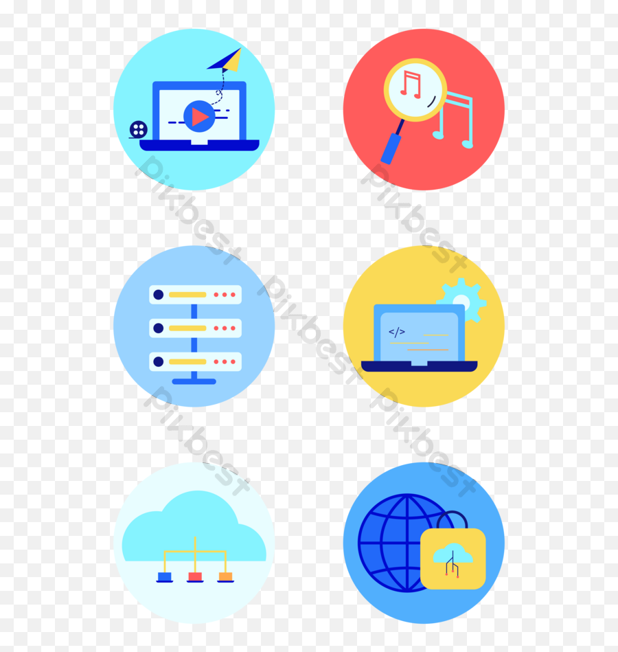 6 Circular Vector Internet App Icon Elements Ai Free - Vertical Png,Line App Icon Vector