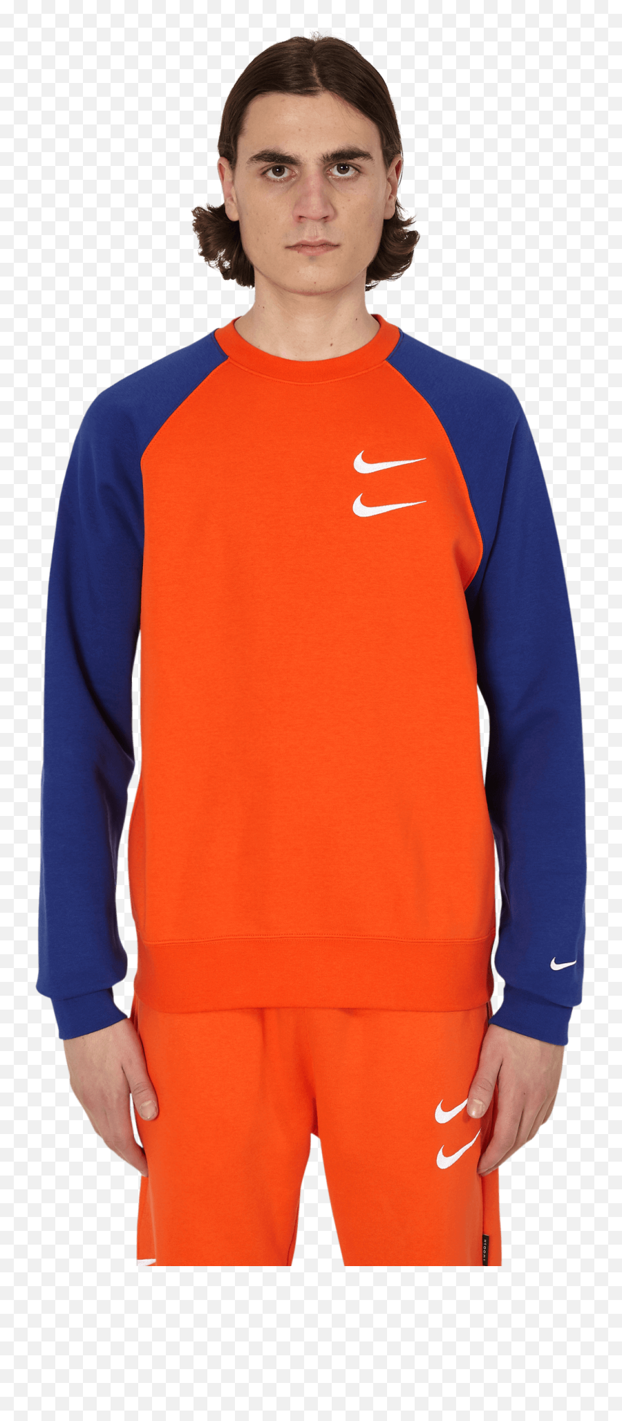 Crewneck Sweatshirt - Nike Double Swoosh Orange Png,Blue Nike Logo